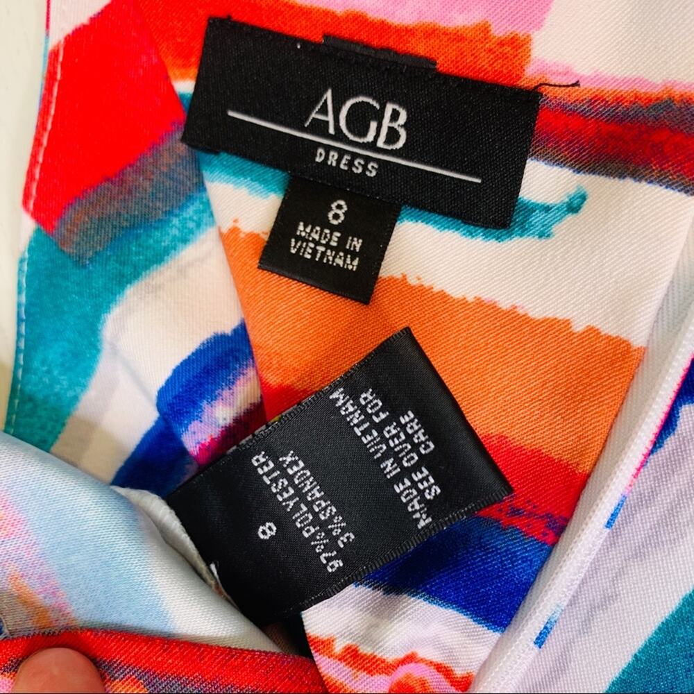 Agb Multicolored Brush Stroke Pattern Sheath Dress - image 6